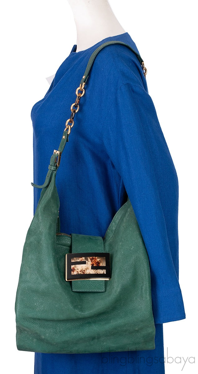 Green Nubuck Leather Forever Hobo Bag