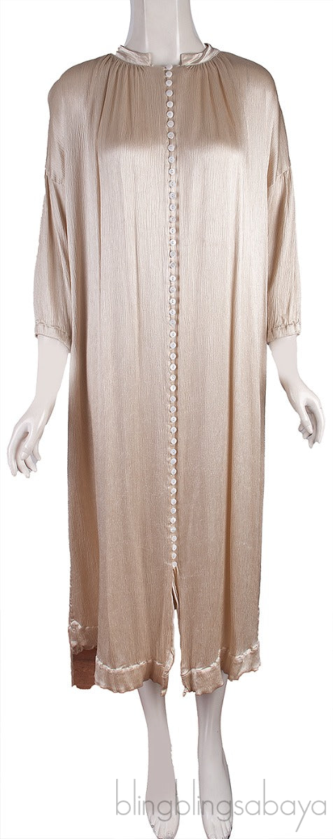 Metallic Light Gold Button Front Dress