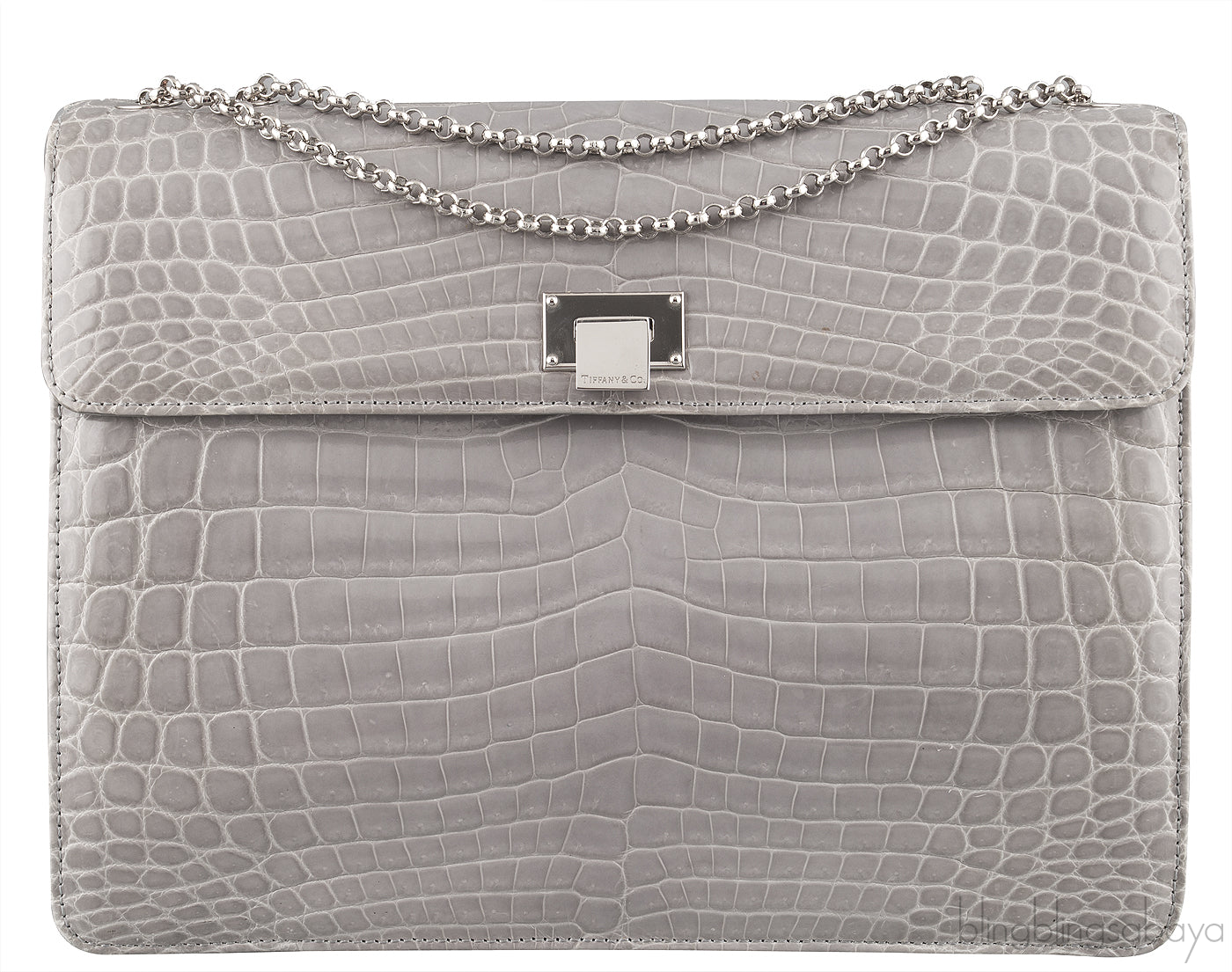 Grey Cornelia Lunch Box Crocodile Bag