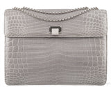 Grey Cornelia Lunch Box Crocodile Bag