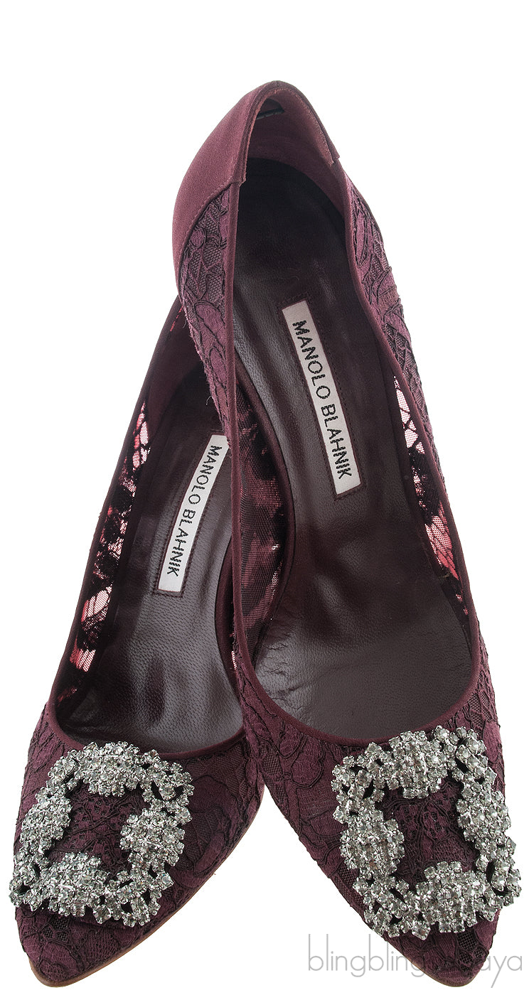 Maroon Lace Hangisi Pump