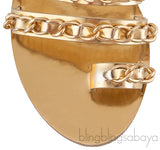 Gold Chain Leather Sandals
