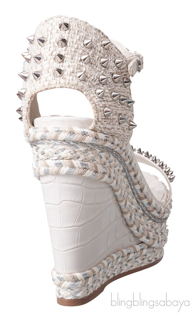 Madmonica 120 Spiked Croc-effect Leather Espadrille Wedge