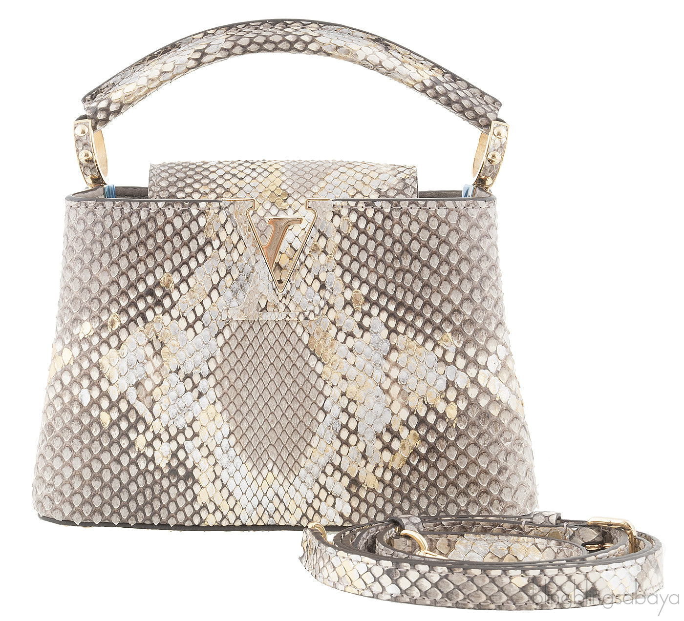 Capucines Gold Python Mini