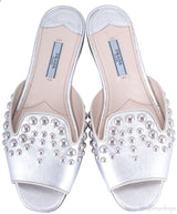 Studs Silver Saffiano Open Toe Slide