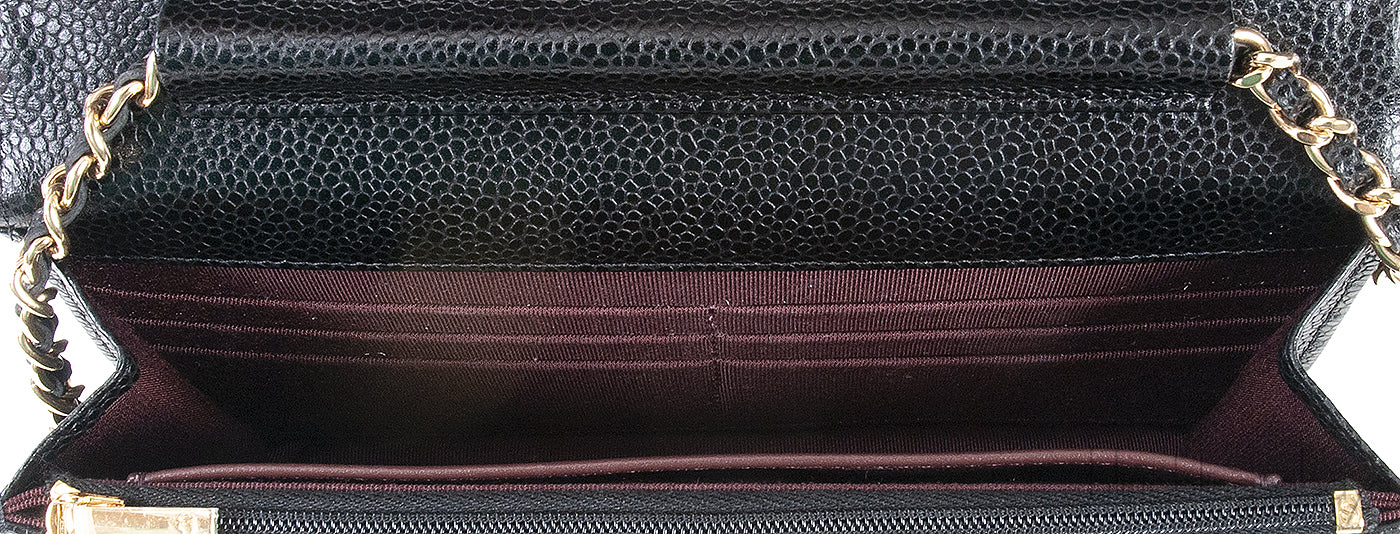 Black Quilted Caviar WOC Wallet on Chain