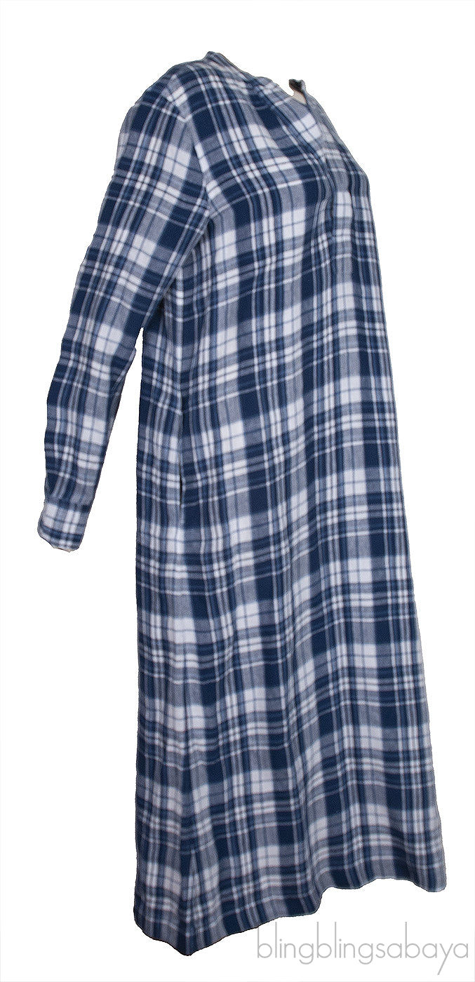 Blue Check Print Shirt Dress