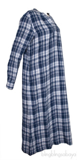 Blue Check Print Shirt Dress