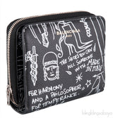 Black Graffiti Zip Around Wallet