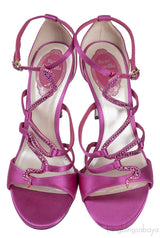 Rene Caovilla Pink Satin Crystal Serpent  Heels