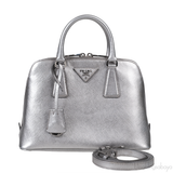 Silver Saffiano Promenade Top Handle Bag