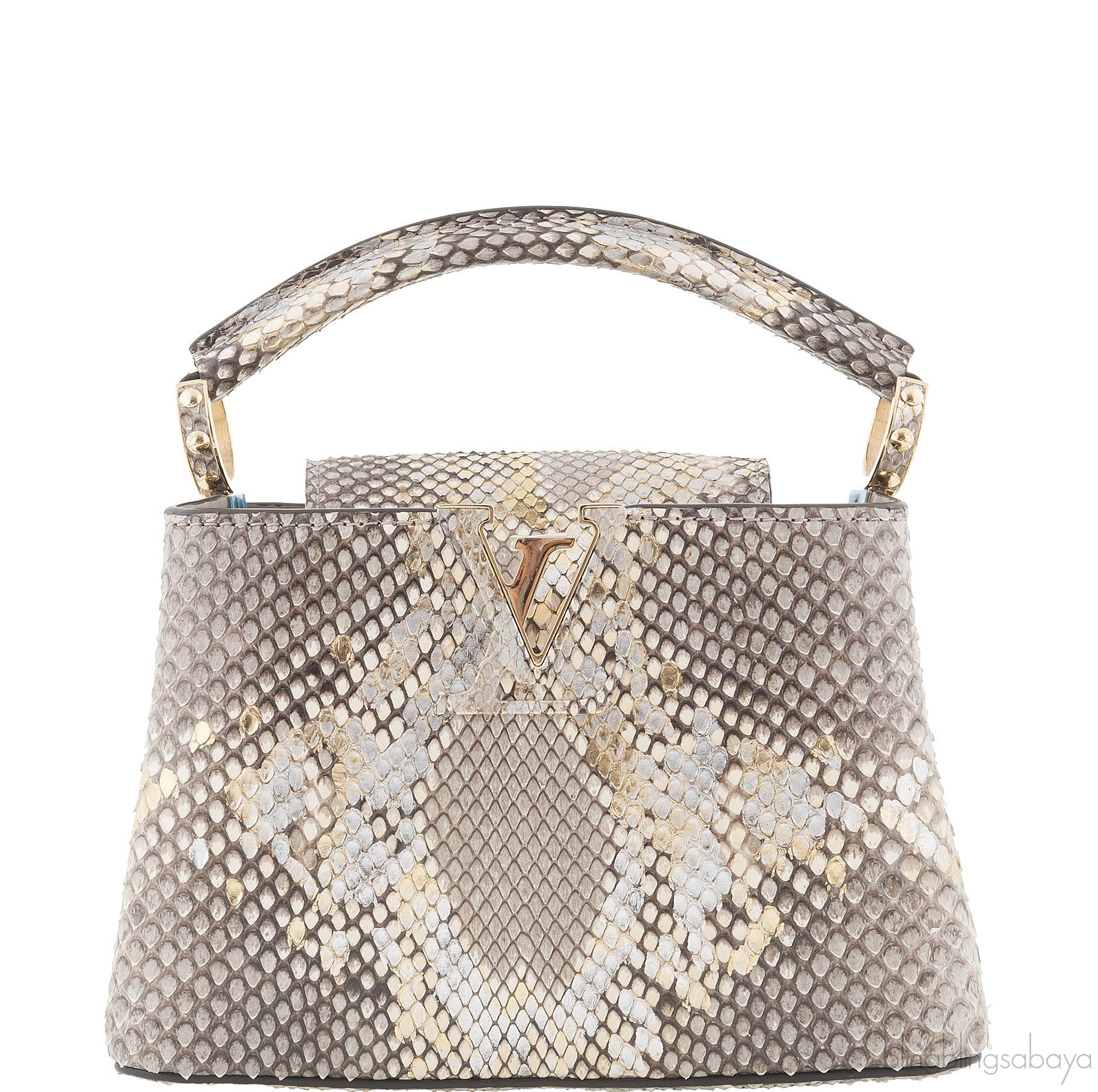 Capucines Gold Python Mini
