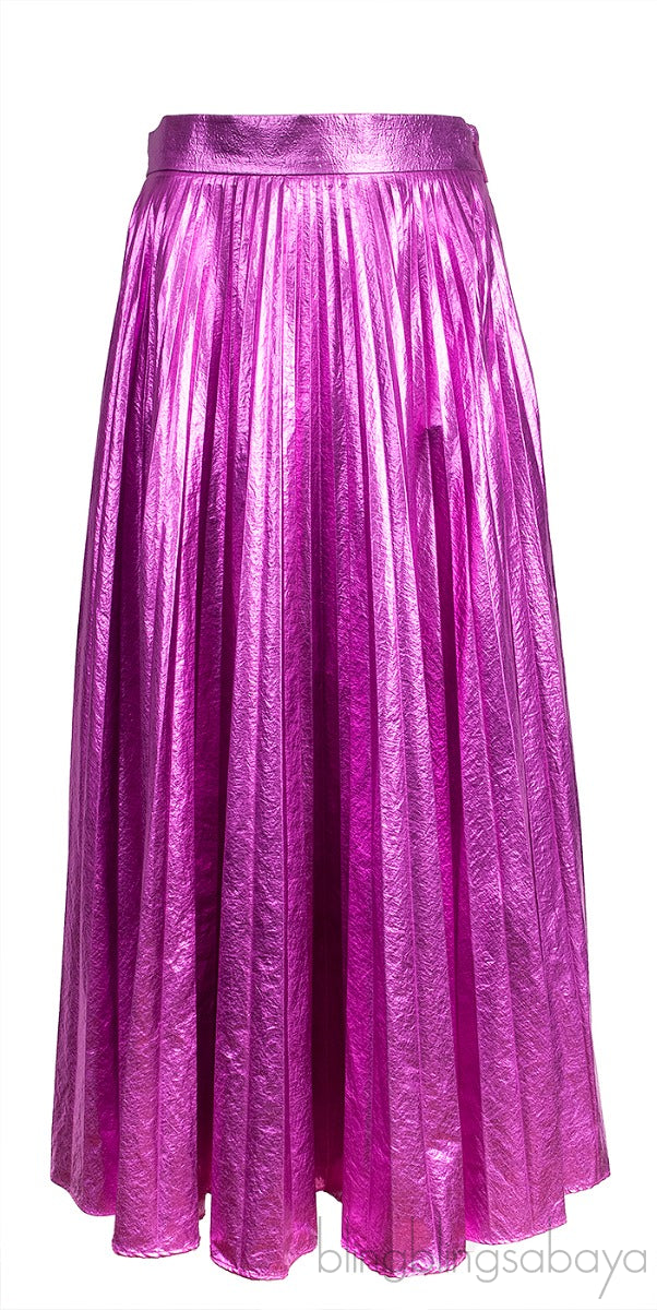 Metallic Pink Pleated Skirt