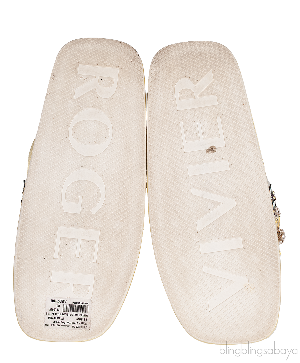 Roger Vivier Light Yellow Slide Blossom Platform Mule