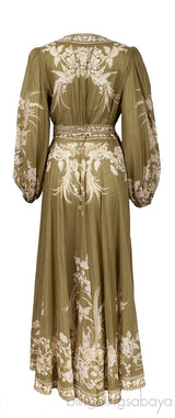 Green Anneke Floral Midi Wrap Dress