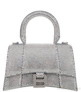 Silver Hourglass XS Rhinestone Suede Calfskin