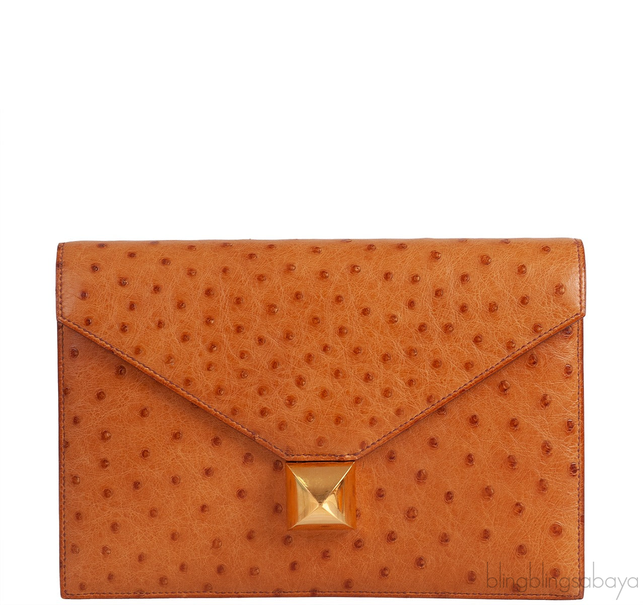 Hermes Vintage Medor Gold Ostrich Clutch