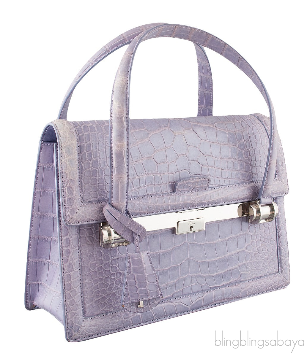 Christian Dior Mitzah Lilac  Crocodile Medium Tote