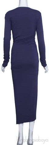 Asymmetric Purple Wrap Dress