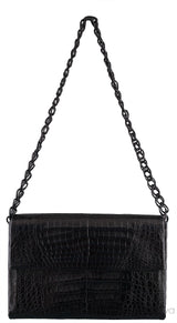 Black Crocodile Chain Shoulder Bag