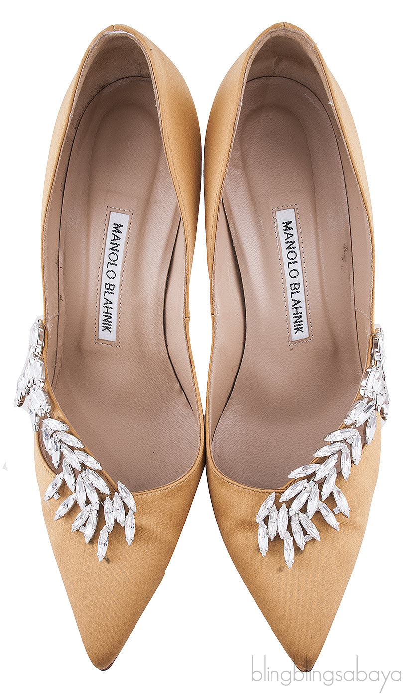 Nadira Gold Crystal Satin Pump