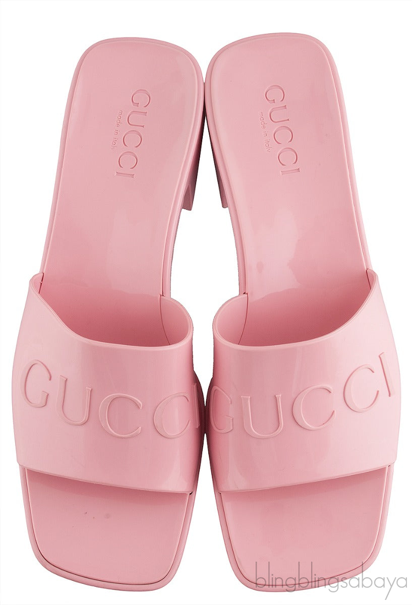 Pastel Pink Rubber Slide Sandals