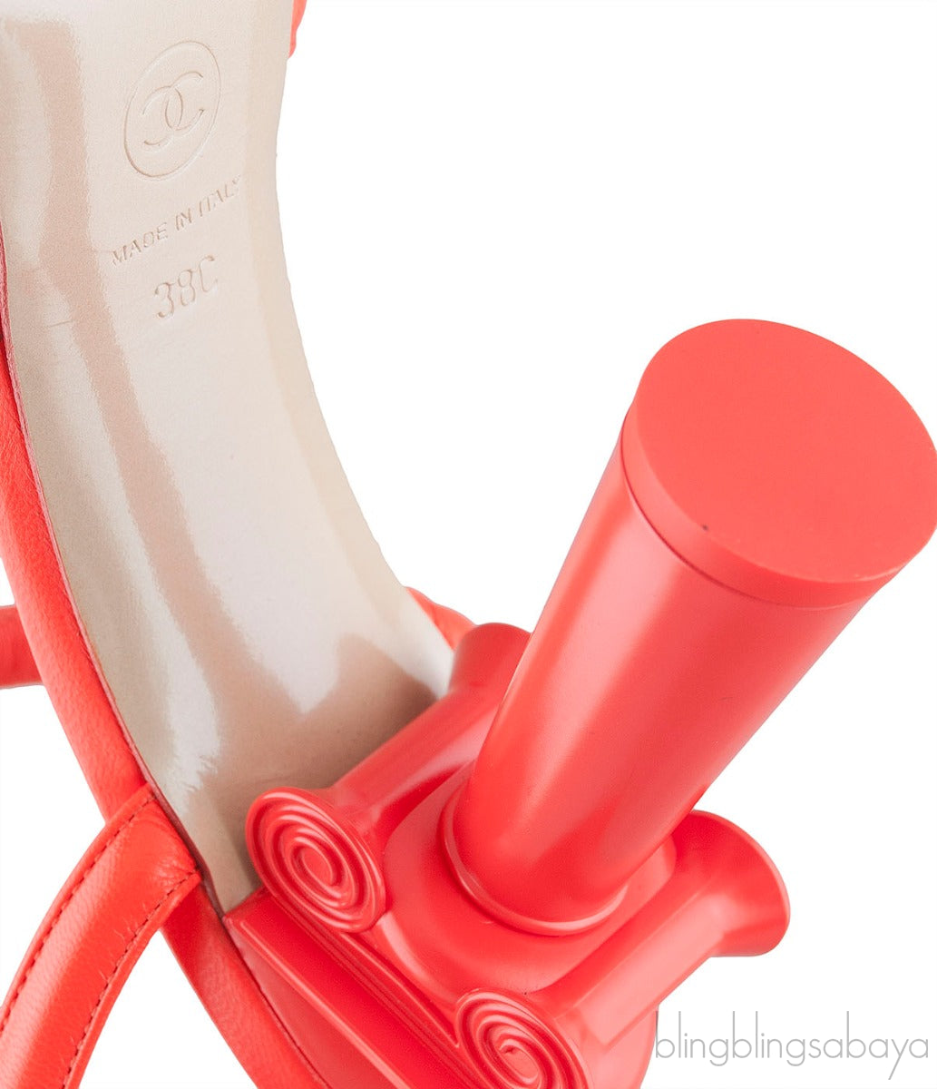 Parthenon Grecian Gladiator Column Heels Orange