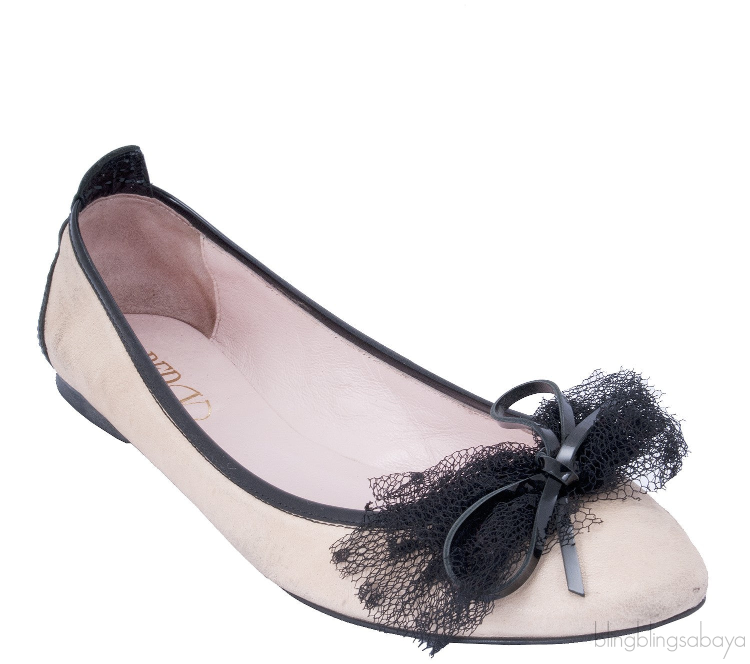 Beige Lace Bow Ballet Flat