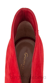 Red Suede Ankle-Flare Boots