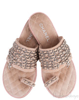 Beige Suede & Chain Sandals