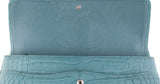 Turquoise Maxi Crocodile Flap Bag
