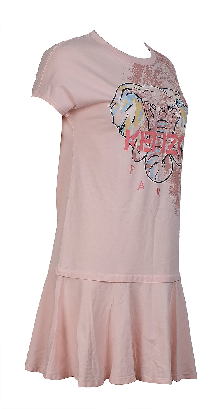 Kenzo Kids Pink Elephant Printed Dress