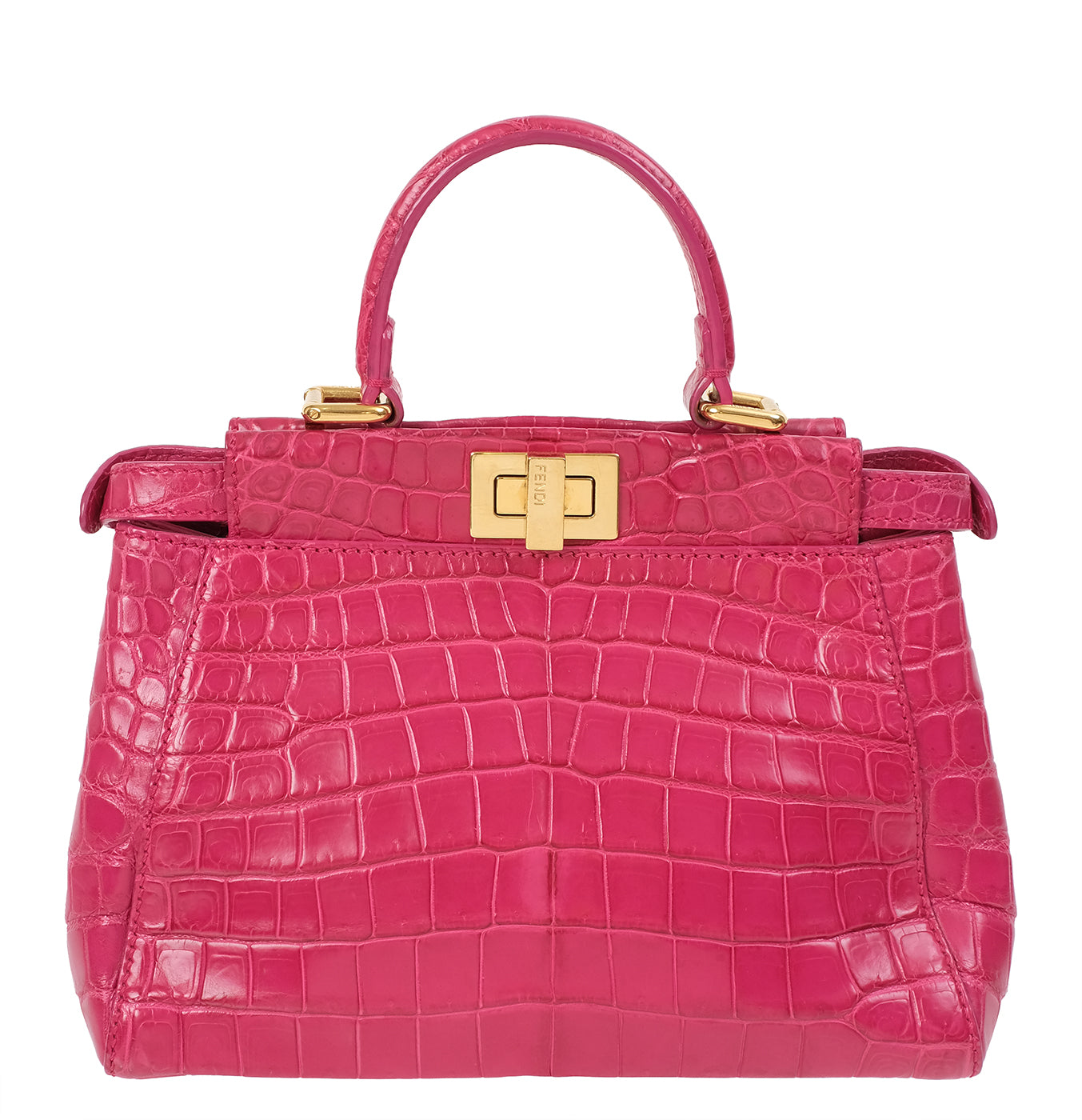 Fendi Fuchsia Crocodile Mini Peekaboo Shoulder Bag
