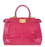 Fendi Fuchsia Crocodile Mini Peekaboo Shoulder Bag