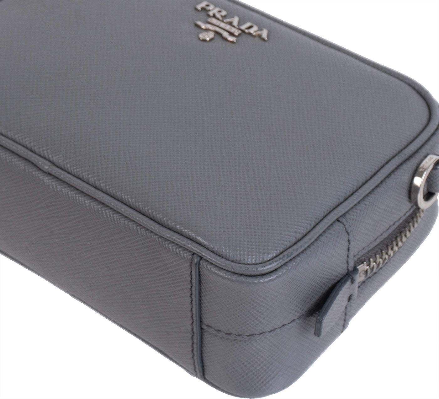 Prada Saffiano Grey Mini Camera Crossbody Bag