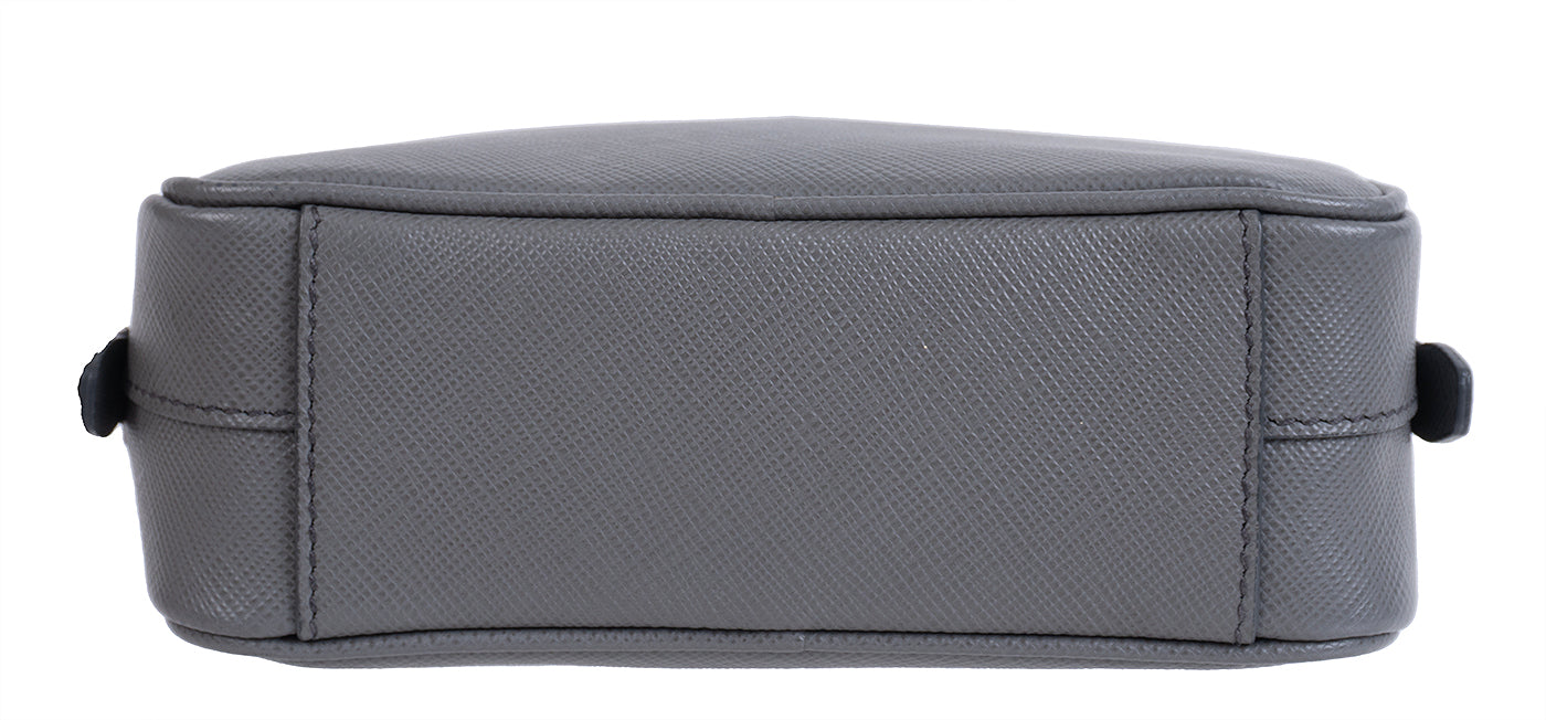 Prada Saffiano Grey Mini Camera Crossbody Bag