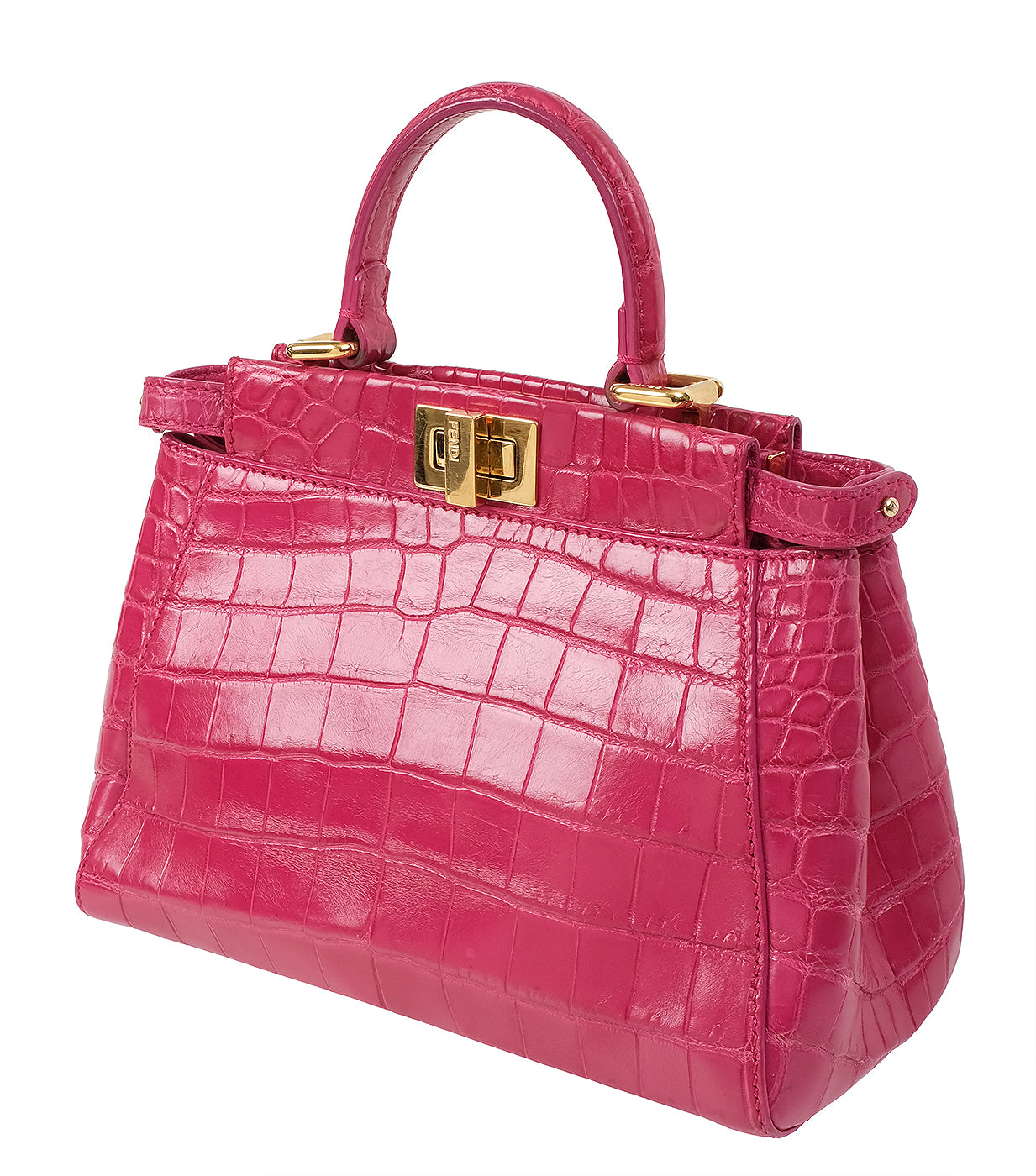 Fendi Fuchsia Crocodile Mini Peekaboo Shoulder Bag