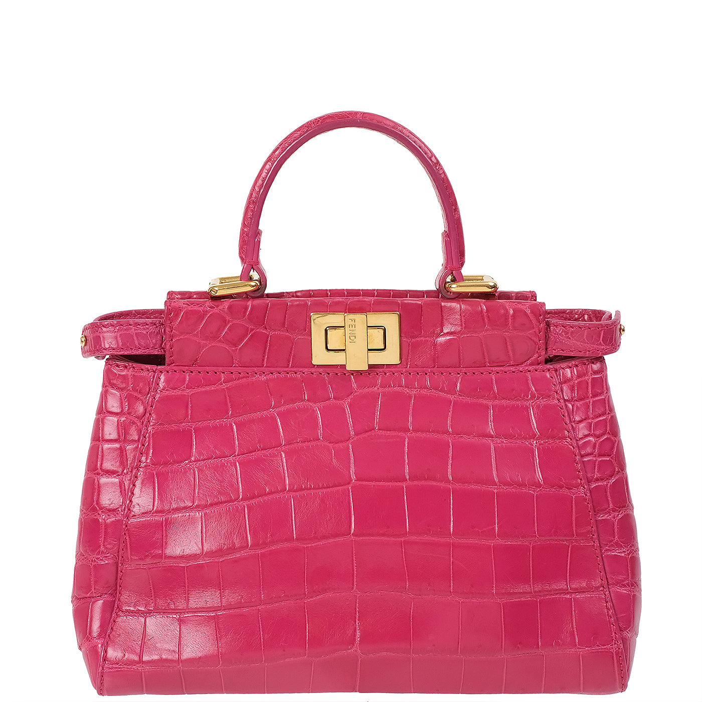 Fendi Fuchsia Crocodile Mini Peekaboo Shoulder Bag