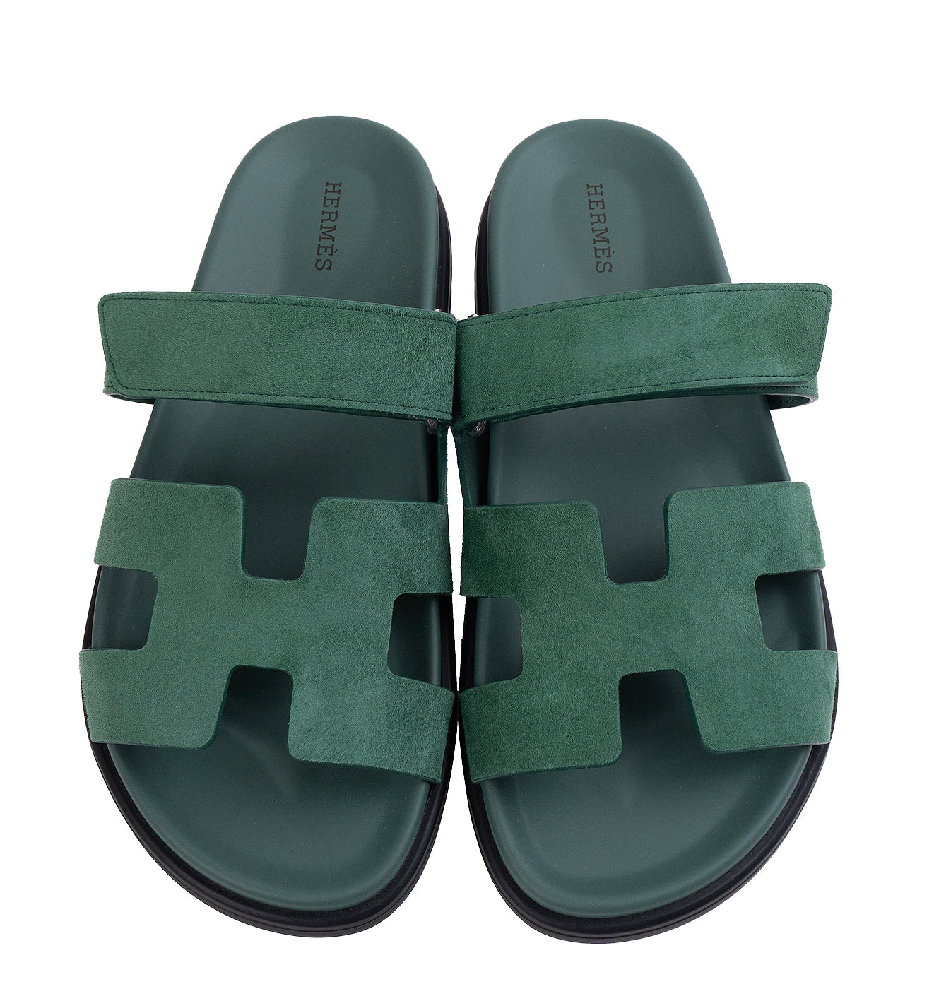 Hermes Chypre Vert Suede Goatskin Sandals 39