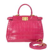 Fendi Fuchsia Crocodile Mini Peekaboo Shoulder Bag