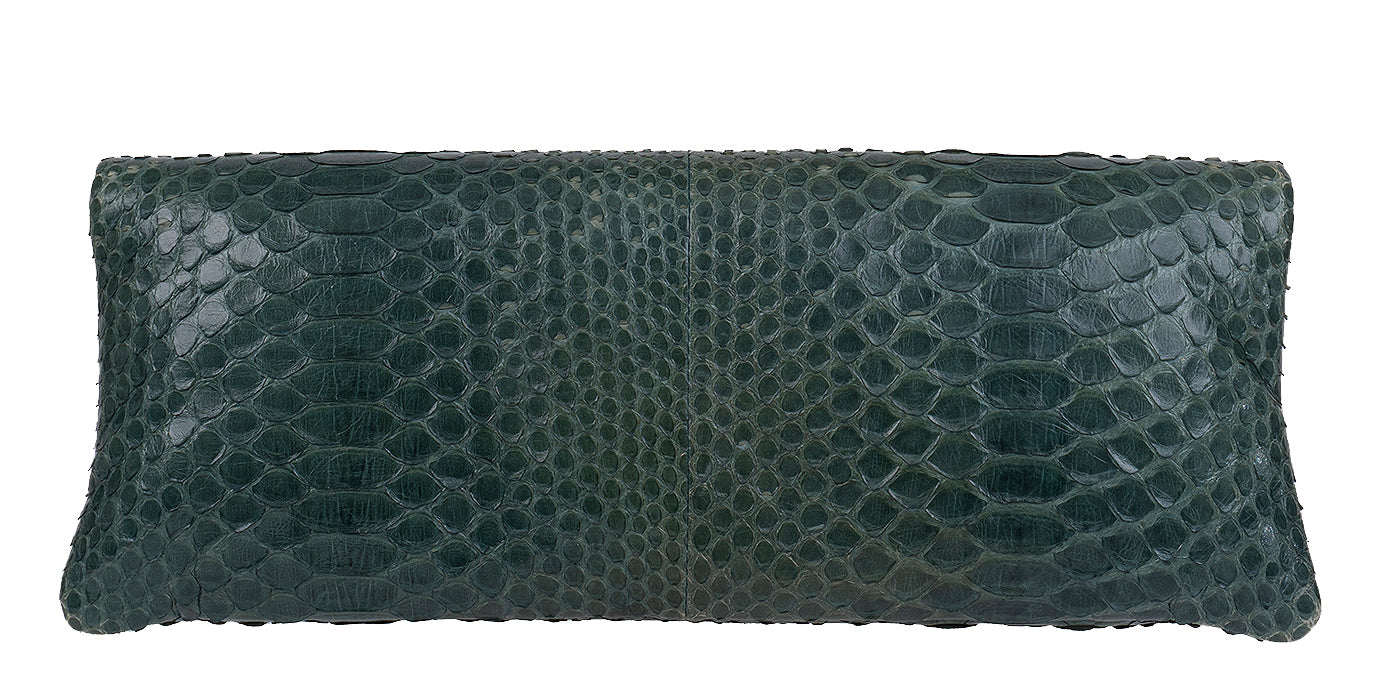Bvlgari Green Python Monete Fold-over Clutch