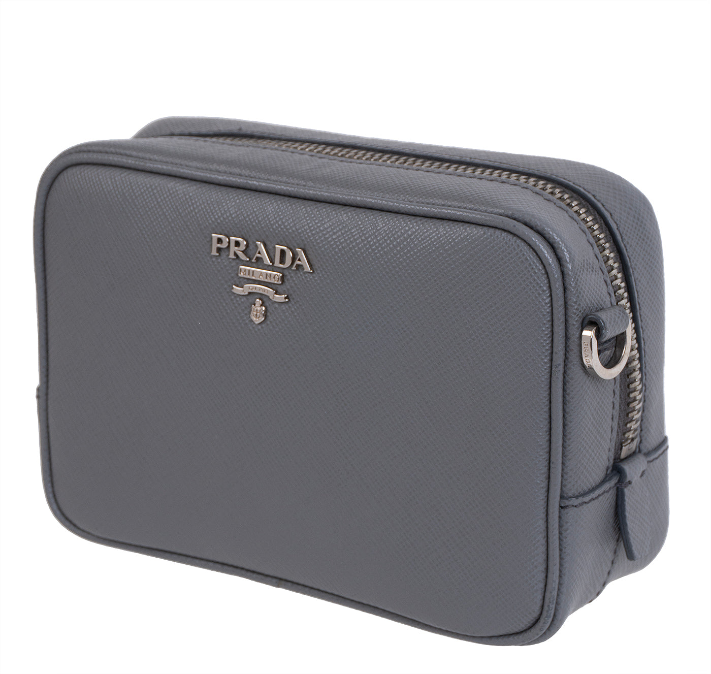 Prada Saffiano Grey Mini Camera Crossbody Bag