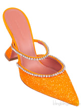 Gilda Crystal -Embellished Orange Glitter Mules