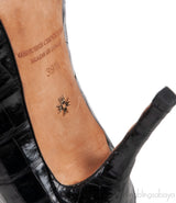 Black Croc Embossed Pointed Toe Heels