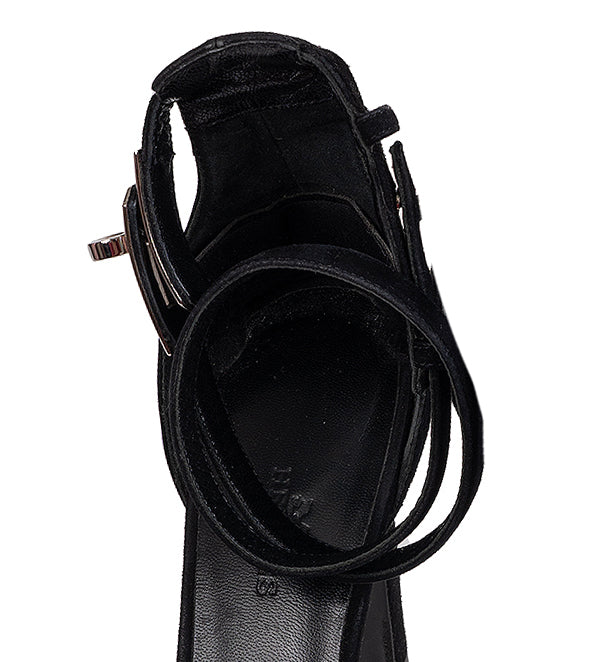 Hermes Nina D'orsay Black Suede Pumps 37