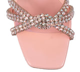 Gina Blush Pink Crystal 55 Square Toe Sandals 36.5
