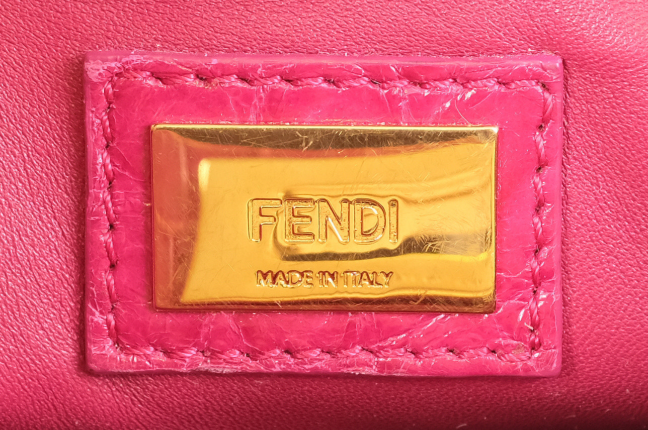 Fendi Fuchsia Crocodile Mini Peekaboo Shoulder Bag