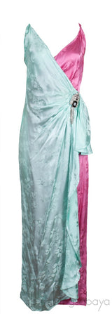 Bi-color Crystal Embellished Wrap Dress