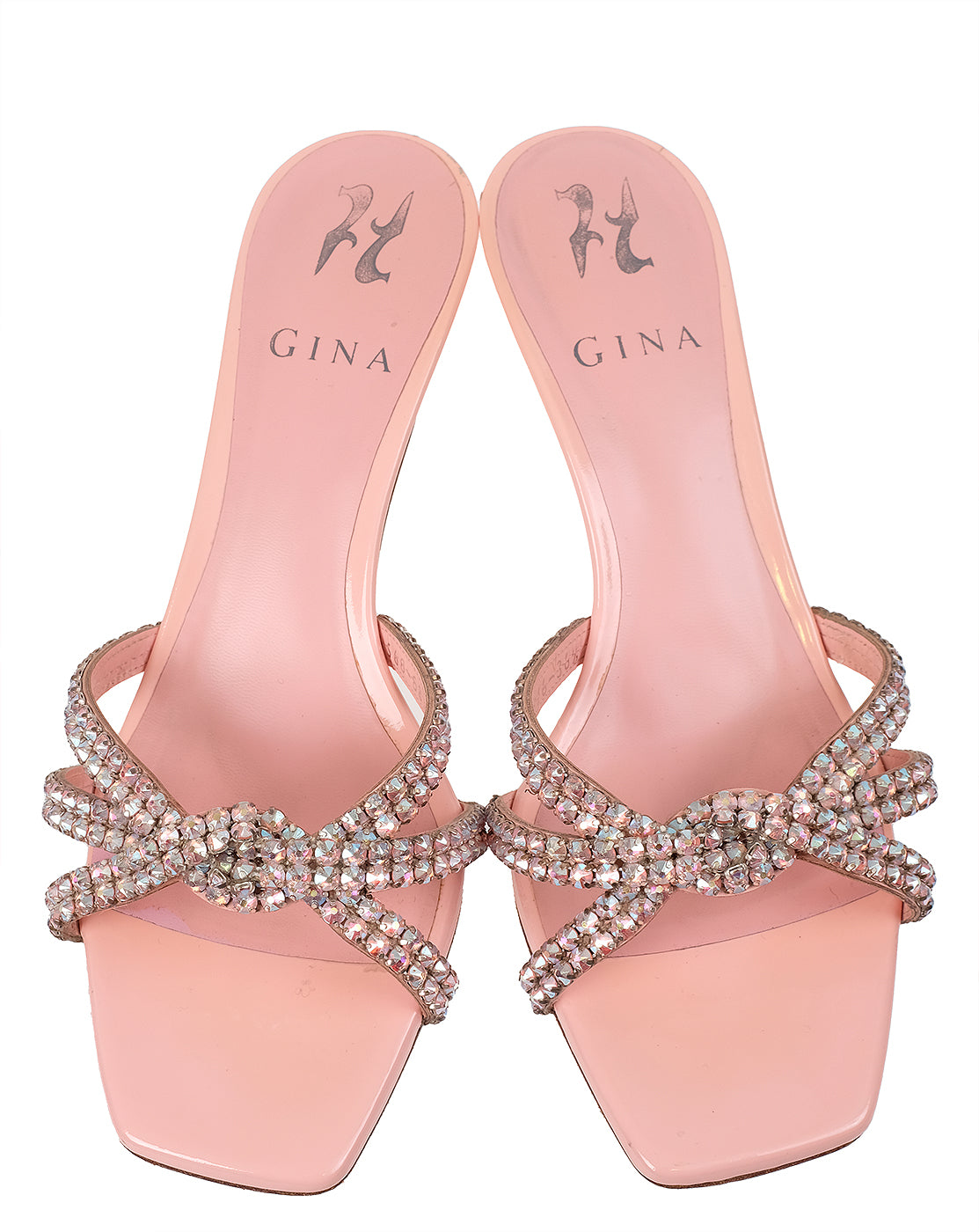 Gina Blush Pink Crystal 55 Square Toe Sandals 36.5
