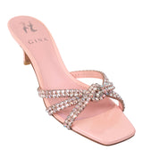 Gina Blush Pink Crystal 55 Square Toe Sandals 36.5